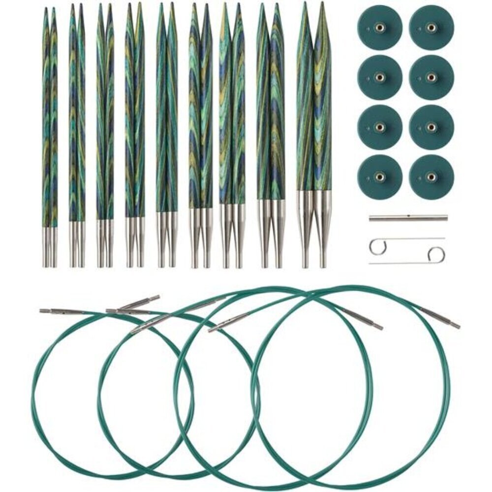 Elegant Wood Interchangeable Knitting Needle Set US 4-Caspian